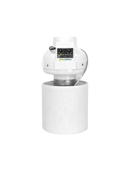 Extracteur Prima Klima Thermo Control- PL125-TC - Ø125mm - 2vitesses - 220 et 400m3/h + Filtre à Charbon Ø125mm